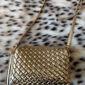 Gold Woven Crossbody Bag